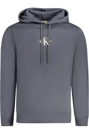 Calvin Klein Sweatshirts & Hoodies, Heren, Blauw, L, Katoen, Blauwe Katoenen Trui