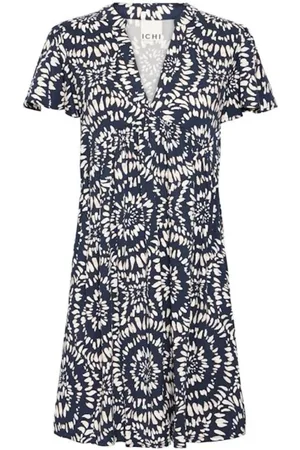 Ichi Kleedjes, Dames, Zwart, M, V-hals Jurk