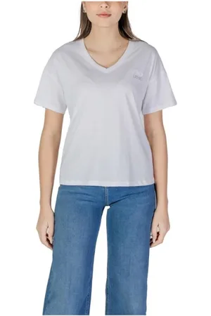 Liu Jo Tops, Dames, Wit, S, Katoen, Witte korte mouw katoenen T-shirt
