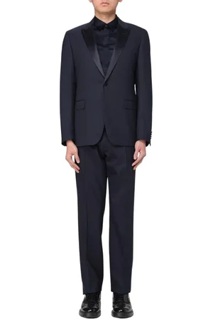 LARDINI Pakken, Heren, Blauw, XL, Wol, Blauw Notch Revers Pak
