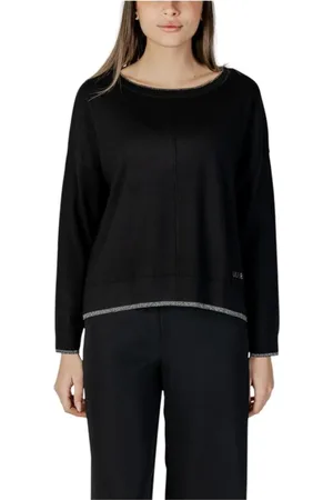 Liu Jo Truien, Dames, Zwart, XS, Luxe Zwart Viscose Blend Sweatshirt