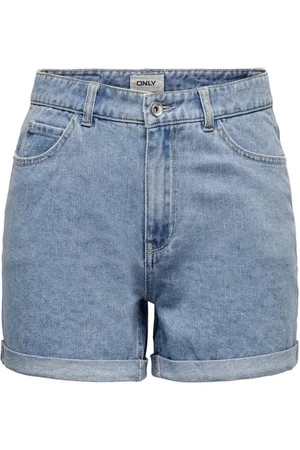 ONLY Korte broeken, Dames, Blauw, L, Denim, High-Waist Denim Shorts Lichtblauw