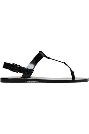 Saint Laurent Schoenen, Heren, Zwart, 42 EU, Leer, Zwarte Leren Sandalen voor Mannen