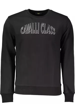 Roberto Cavalli Sweatshirts & Hoodies, Heren, Zwart, S, Katoen, Zwarte katoenen trui voor mannen