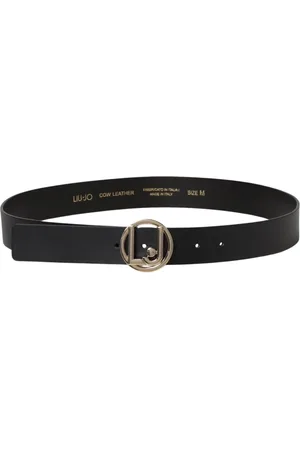 Liu Jo Accessoires, Dames, Zwart, L, Leer, Zwarte Leren Riem met Cirkelvormige Gesp