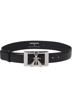 Patrizia Pepe Accessoires, Dames, Zwart, S, Leer, Zwarte leren riem met unieke gesp