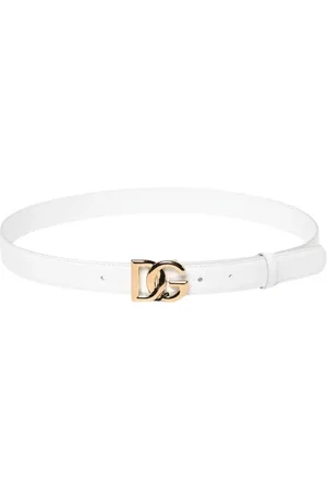 Dolce & Gabbana Accessoires, Dames, Wit, 75 CM, Zwarte leren riem met DG-logo