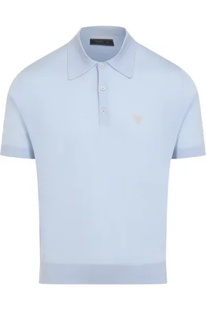 Prada Tops, Heren, Blauw, L, Wol, Blauw Polo Herenmode