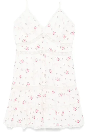 LOVESHACKFANCY Kleedjes, Dames, Roze, XS, Bloemen Geborduurde Roze Jurk
