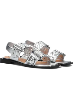 Steve Madden Schoenen, Dames, Grijs, 37 EU, Zilver Metallic Sandalen Saria-E Stijl