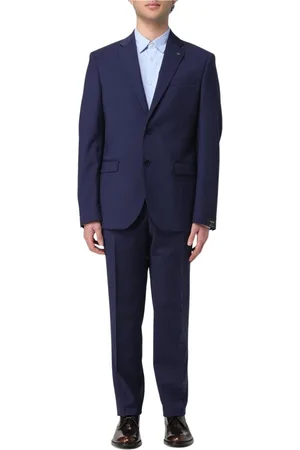 Manuel Ritz Pakken, Heren, Blauw, 2Xl, Leer, Blauw Slim Fit Reverskraag Pak