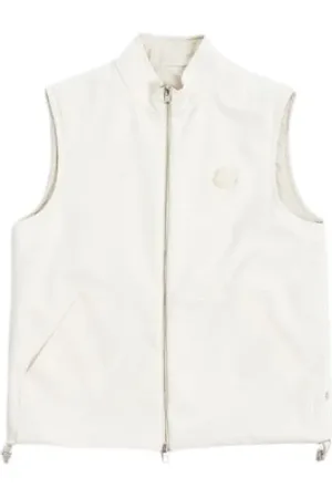 Moncler Jassen, Heren, Wit, S, Katoen, Omkeerbaar Gewatteerd Katoenen Vest