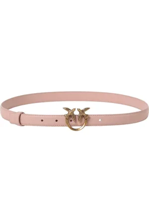 Pinko Accessoires, Dames, Roze, XS, Leer, Elegant Love Birds Leren Riem