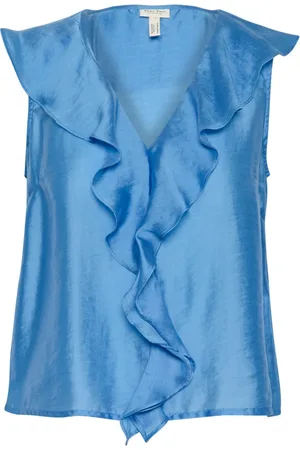 Part Two Tops, Dames, Blauw, 2Xs, Elegante V-hals Blouse met Ruchedetails