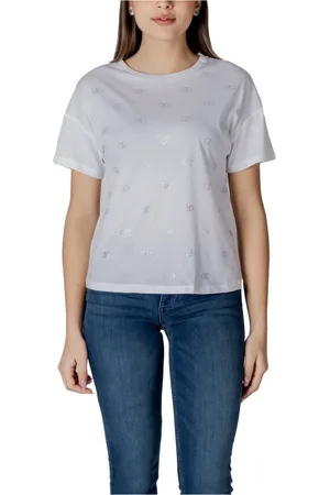 Liu Jo Tops, Dames, Wit, XS, Katoen, Katoenen T-shirt met korte mouwen