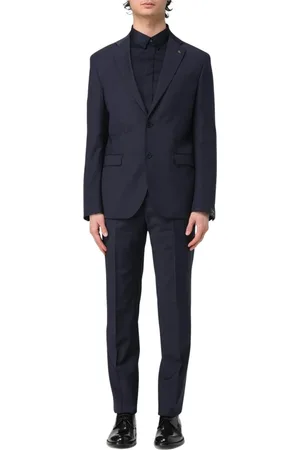Manuel Ritz Pakken, Heren, Blauw, M, Tweed, Blauw Tweedelig Slim Fit Pak