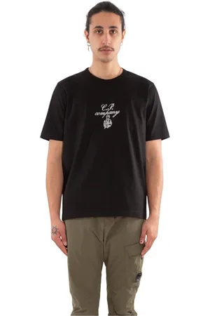 C.P. Company Tops, Heren, Zwart, L, Twisted Jersey Embro Tee