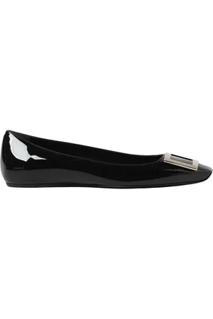 Roger Vivier Schoenen, Dames, Zwart, 37 EU, Leer, Grijze Lakleren Ballerina