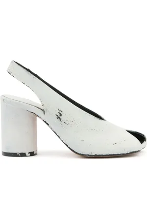 Maison Margiela Schoenen, Dames, Wit, 38 EU, Peep Toe Blokhak Schoenen