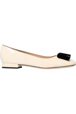 Tom Ford Schoenen, Dames, Wit, 40 EU, Leer, Witte Lakleren Strik Platte Schoenen