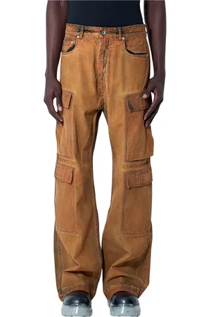Rick Owens Broeken, Heren, Oranje, W28, Denim, Denim Double Cargo Jumbo Bella Jeans
