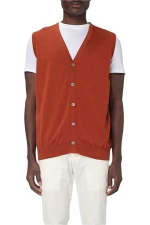 DRUMOHR Truien, Heren, Oranje, L, Katoen, Navy Suit Vest Cotton Sweater