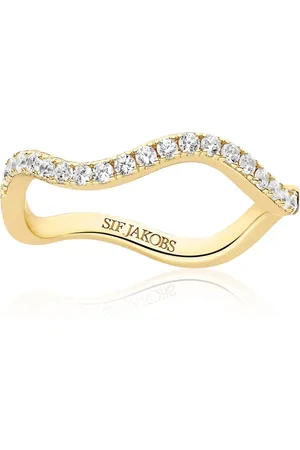 Sif Jakobs Accessoires, Dames, Geel, 52 MM, Golf Ellera Gouden Ring met Zirkonia