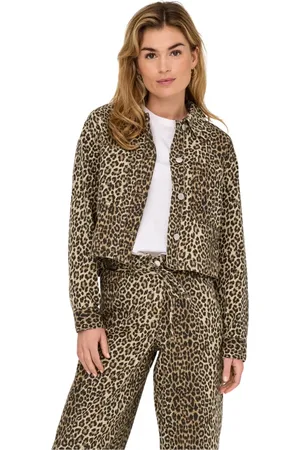 ONLY Jassen, Dames, Bruin, S, Luipaardprint Jas in Geroosterde Kokosnoot