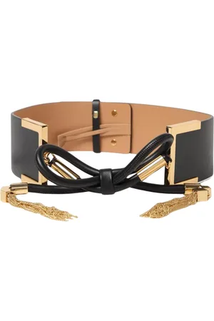 Elisabetta Franchi Accessoires, Dames, Zwart, L, Leer, Zwarte leren riem met kwastjes