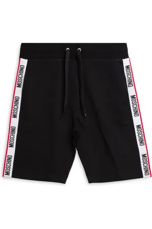 Moschino Badkleding, Heren, Zwart, S, Katoen, Effen Trekkoord Track Shorts met Logo