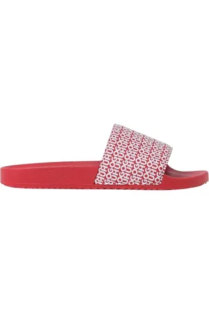 HUGO BOSS Schoenen, Heren, Rood, 40 EU, Rode Logo Print Sandalen