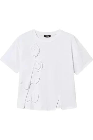 Twin-Set Tops, Dames, Wit, M, Handgeborduurd T-shirt
