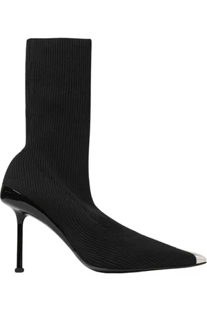 Alexander McQueen Schoenen, Dames, Zwart, 38 EU, Gebreide Enkellaarsjes