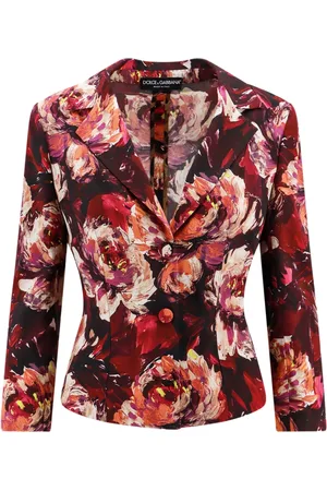 Dolce & Gabbana Jassen, Dames, Veelkleurig, L, Blazer met Peonie Flower print
