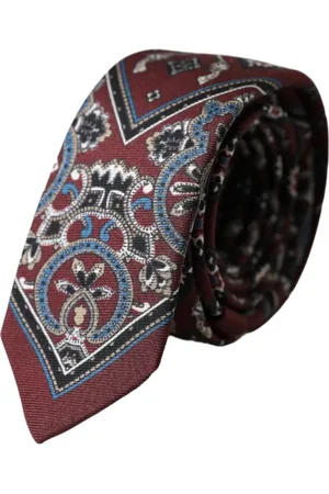 Dolce & Gabbana Accessoires, unisex, Veelkleurig, ONE Size, Bordeaux Gedrukt Zijden Heren Stropdas