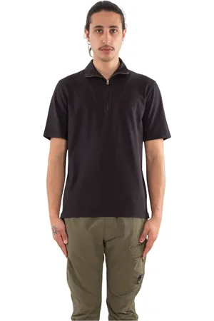 C.P. Company Tops, Heren, Zwart, XL, Vintage Zip Polo Shirt