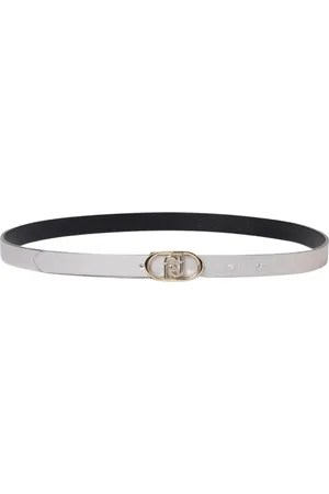 Liu Jo Accessoires, Dames, Grijs, L, Leer, Stijlvol Logo Gesp Leren Riem
