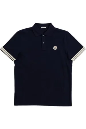 Moncler Tops, Heren, Zwart, 2Xl, Katoen, Navy Blue Cotton Polo Shirt