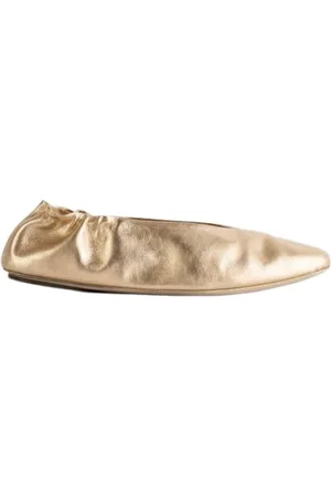 MARSÈLL Schoenen, Dames, Geel, 36 EU, Leer, Gouden Leren Ballerina Elastische Hiel