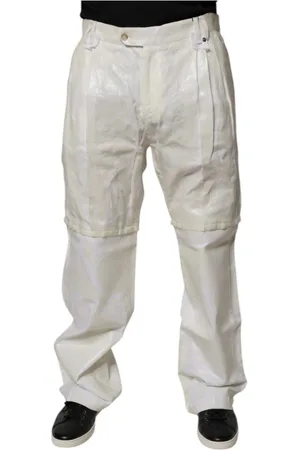 Dolce & Gabbana Broeken, Heren, Wit, M, Denim, Witte Linnen Straight Denim Jeans
