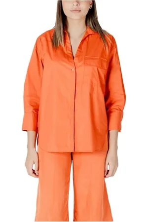 Liu Jo Blouses & Shirts, Dames, Oranje, XS, Katoen, Klassieke Katoenen Shirt met Borstzak