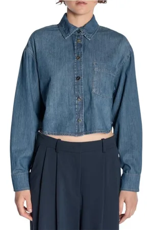 Kaos Blouses & Shirts, Dames, Blauw, S, Denim, Denim Crop Shirt Rp 6Dk 018