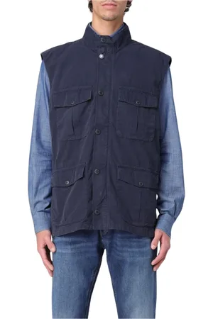 Barbour Jassen, Heren, Blauw, M, Katoen, Groene Utilityvest met meerdere zakken
