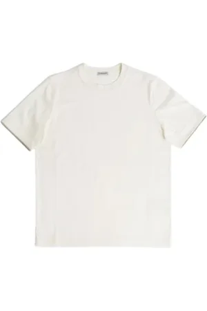 Moncler Tops, Heren, Wit, XL, Suède, Off- Losse T-shirt met Suède Afwerking