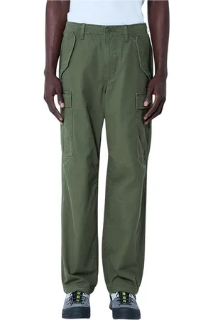 STUSSY Broeken, Heren, Groen, W28, Katoen, Katoenen Cargo Broek met Meerdere Zakken