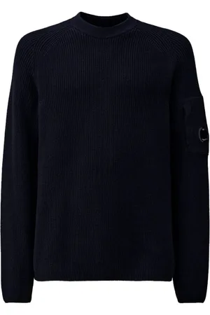 C.P. Company Truien, Heren, Blauw, L, Katoen, Navy Ronde Hals Gebreide Trui