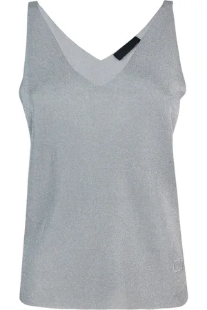 Liu Jo Tops, Dames, Grijs, XS, Polyester, Sprankelende V-hals hoodie