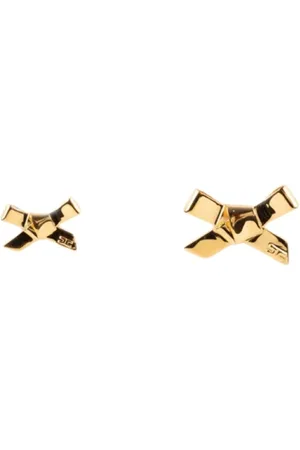 Elisabetta Franchi Accessoires, Dames, Geel, ONE Size, Elegante Strik Oorbellen Goud