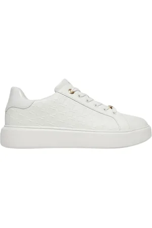 Twin-Set Schoenen, Dames, Wit, 36 EU, Leer, Witte leren sneakers met gouden details