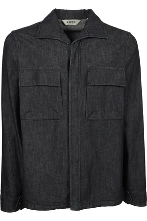 Aspesi Jassen, Heren, Blauw, L, Denim, Denim Cape Shirt Blouses